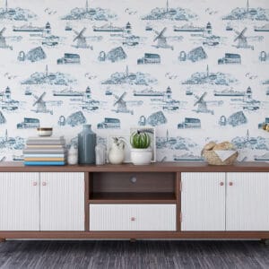Nantucket Cape Cod Toile Wallpaper