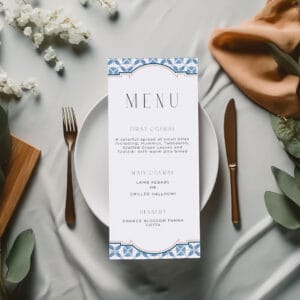 Wedding Menu | Saffron and Sapphire Mosaic