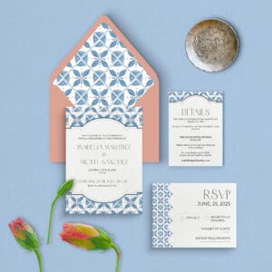 Wedding Stationery Suite | Saffron and Sapphire Mosaic