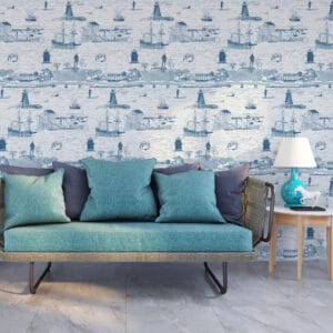 Plymouth Massachusetts Toile Wallpaper